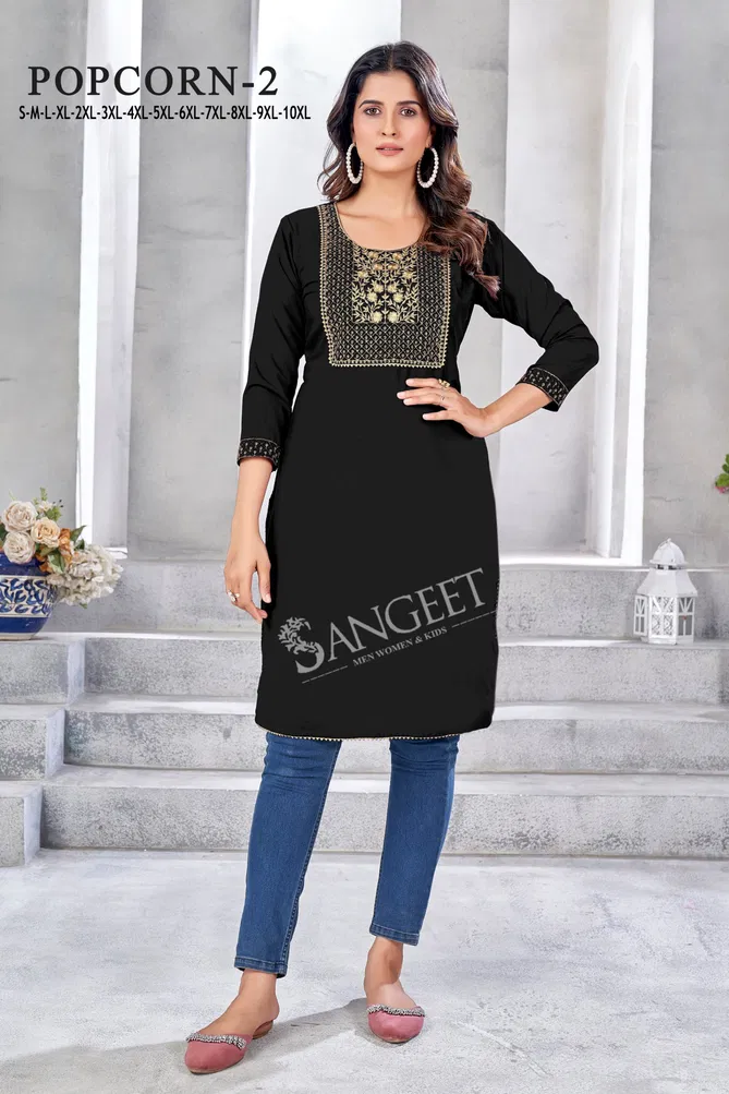 Popcorn 2 By Sangeet Rayon Embroidery Kurti Exporters In India